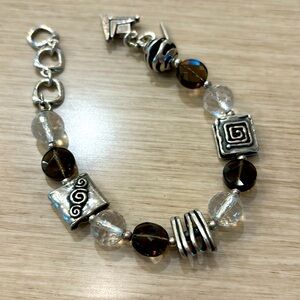 REDUCED! Rare Silpada Sterling Silver and Smoky Quartz Toggle Clasp Bracelet